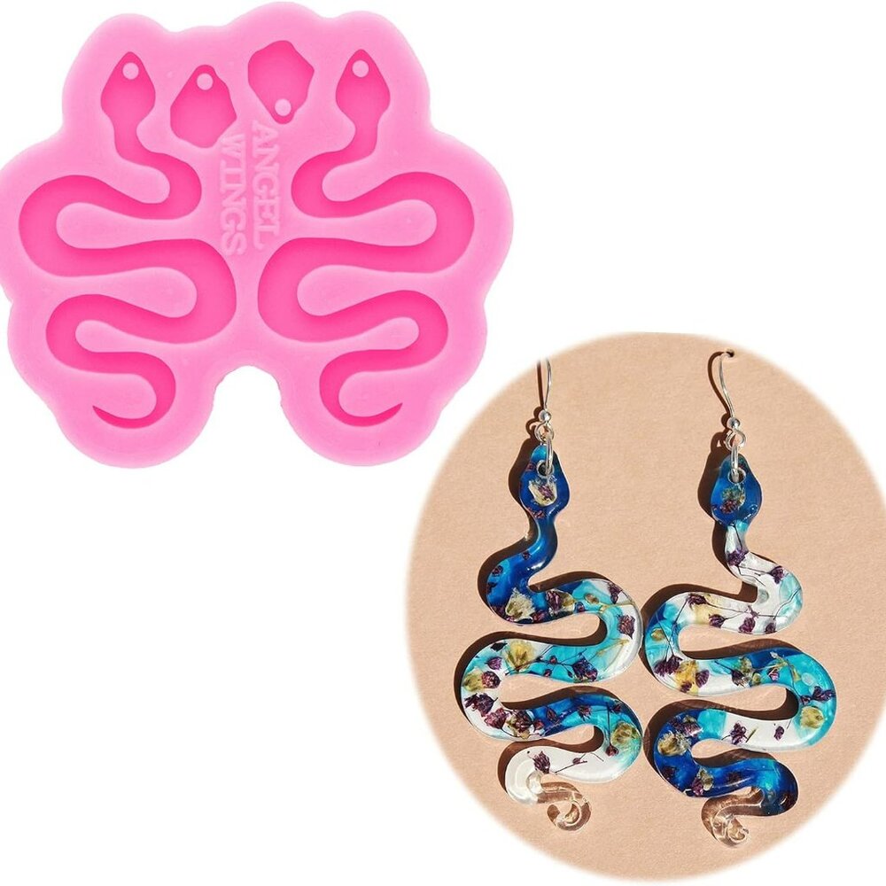 Snake Shape Earring Resin Mold with Hole Earring Jewelry DIY Epoxy Mould Decorat